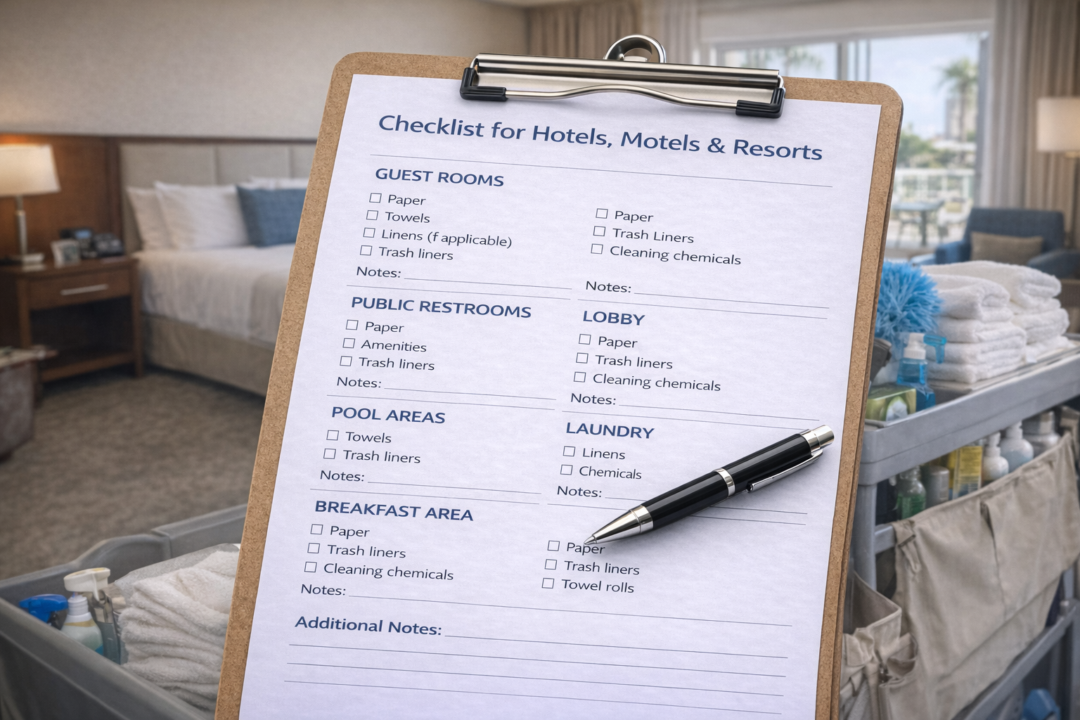 Prospect visit checklist for hotels, motels and resorts